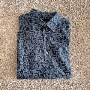 John Varvatos Mens Navy and White Button down Medium